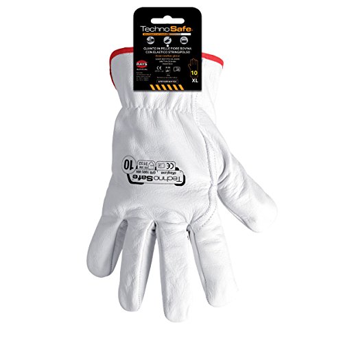 Technosafe gfb1005wh09 C Handschuhe aus Leder Blume Rindsleder Top Quality mit Lenkerklemmung, weiß, 9, Set von 2 Stück von Technosafe