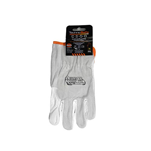 Technosafe gfc1002wh08 C Handschuhe aus Leder Blume Rindsleder und Rinde mit Lenkerklemmung, grau/weiß, 8, Set von 2 Stück von Technosafe