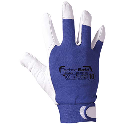 Technosafe gfo1101wh10 C Handschuhe aus Leder Blume Schafen und Baumwolle mit Bündchen verstellbar und mit Lenkerklemmung, Violett/Weiß, 10, Set von 2 Stück von Technosafe