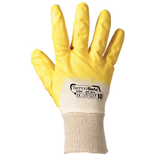 Technosafe ghn1360yl08 Handschuhe imprägniert aus NBR leicht mit Rücken teilweise abgedeckt, weiß/gelb, 8, Set von 2 Stück von Technosafe