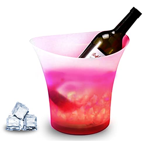Techomey LED-Eiskübel für Partys, 5 l, beleuchteter mehrfarbiger Eimer für Zuhause, Bar, Outdoor, Kühlung von Getränken von Techomey