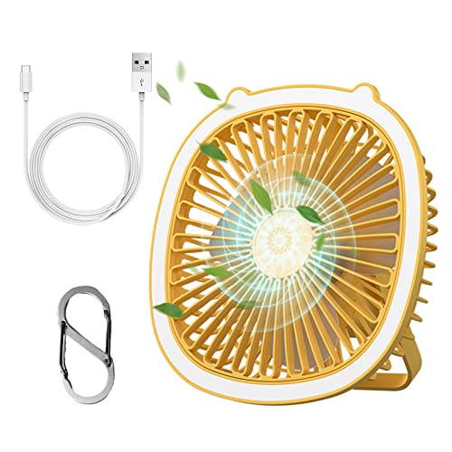 Techstuph USB Ventilator Leise, Camping Ventilator, Drei Windges chwindigkeiten, Mit allmählichem Lichtwechsel Mini-Ventilator für Camping, Schreibtisch, Haus und Büro von Techstuph