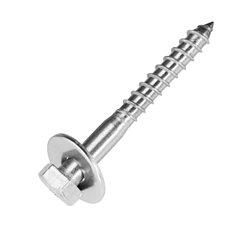 Techtanium® Holzschrauben 6 x 70 mm inkl. großen Unterlegscheiben M6 aus Edelstahl A2 (100 Stück) | Sechskant-Holzschrauben | Beilagscheiben | DIN 571 & DIN 9021 von Techtanium