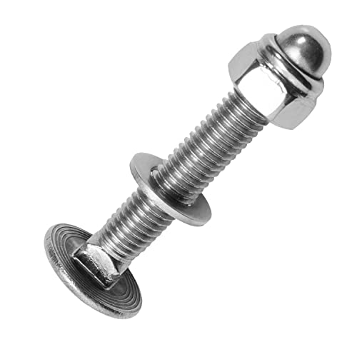 Techtanium® Schlossschrauben M5 x 30/30 mm inkl. Hutmuttern und Unterlegscheiben M5 aus Edelstahl A2 (100 Stück) | Schrauben | Muttern | U-Scheiben | DIN 603 & DIN 986 & DIN 125 von Techtanium