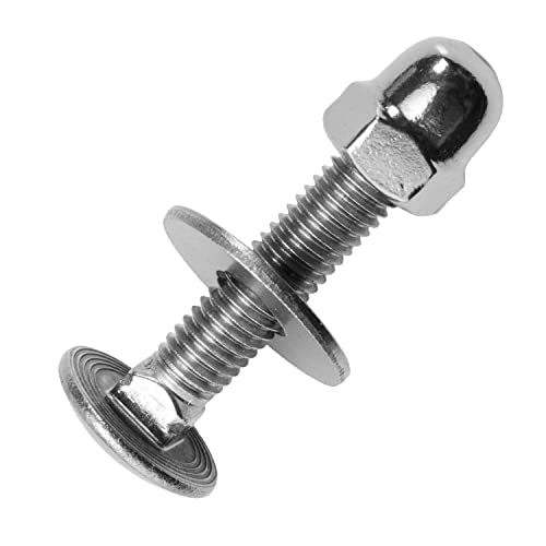 Techtanium® Schlossschrauben M6 x 60/60 mm inkl. Hutmuttern [h. Form] und großen Unterlegscheiben M6 aus Edelstahl A2 (100 Stück) | Schrauben | Muttern | U-Scheiben | DIN 603 & DIN 1587 & DIN 9021 von Techtanium