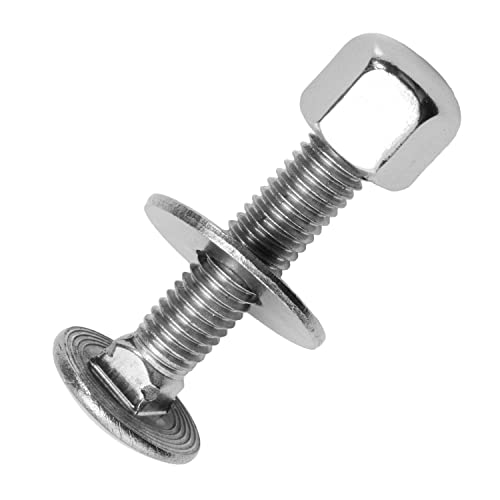 Techtanium® Schlossschrauben M6 x 70/70 mm inkl. Hutmuttern [n. Form] und großen Unterlegscheiben M6 aus Edelstahl A2 (50 Stück) | Schrauben | Muttern | U-Scheiben | DIN 603 & DIN 917 & DIN 9021 von Techtanium