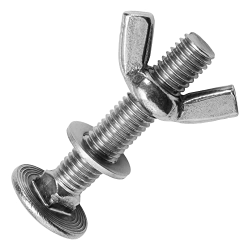 Techtanium® Schlossschrauben M6 x 75/75 mm inkl. Flügelmuttern und Unterlegscheiben M6 aus Edelstahl A2 (100 Stück) | Schrauben | Muttern | U-Scheiben | DIN 603 & ähnl. DIN 315 & DIN 125 von Techtanium