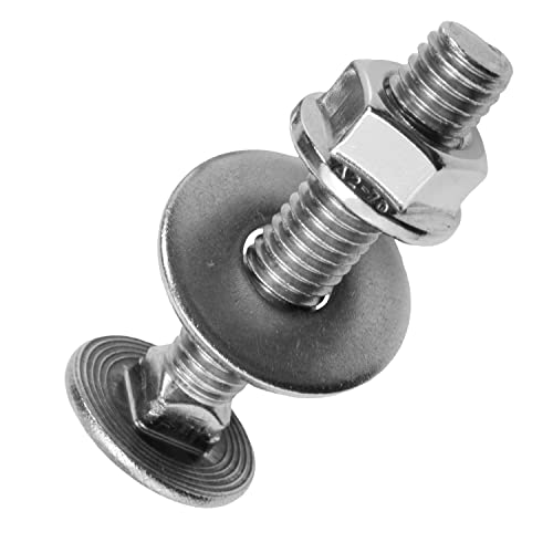 Techtanium® Schlossschrauben M8 x 30/30 mm inkl. Flanschmuttern und großen Unterlegscheiben M8 aus Edelstahl A2 (50 Stück) | Schrauben | Muttern | U-Scheiben | DIN 603 & DIN 6923 & DIN 9021 von Techtanium