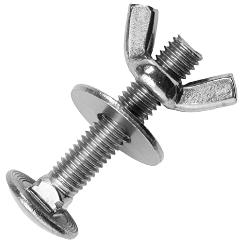 Techtanium® Schlossschrauben M8 x 90/90 mm inkl. Flügelmuttern und großen Unterlegscheiben M8 aus Edelstahl A2 (10 Stück) | Schrauben | Muttern | U-Scheiben | DIN 603 & ähnl. DIN 315 & DIN 9021 von Techtanium