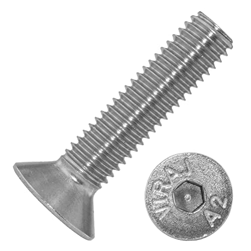 Techtanium® Senkkopfschrauben M3 x 10 mm mit Innensechskant (ISK) aus Edelstahl A2 (5 Stück) | Senkschrauben | DIN 7991 von Techtanium