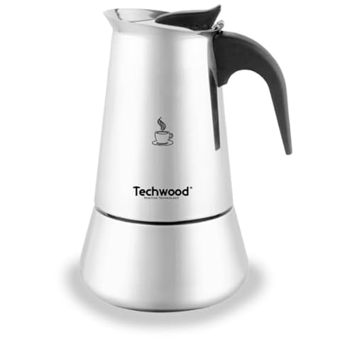 Techwood Mokka-Kaffeemaschine aus Edelstahl – 6 Tassen für einen reichhaltigen und vollmundigen Kaffee, kompatibel mit allen Herdarten von Techwood