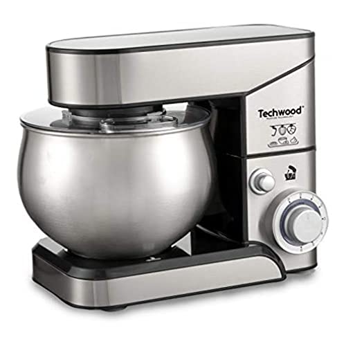 Techwood TRO-1050, Küchenmaschine, Multifunktions-Kuchenmaschine mit Stahlschüssel, 5 l, 1000 W, Edelstahl von Techwood