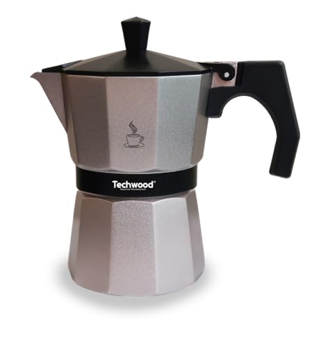 Techwood Traditionelle Mokka-Kaffeemaschine aus Aluminium – 3 Tassen – für alle Herdarten geeignet – pflegeleicht von Techwood