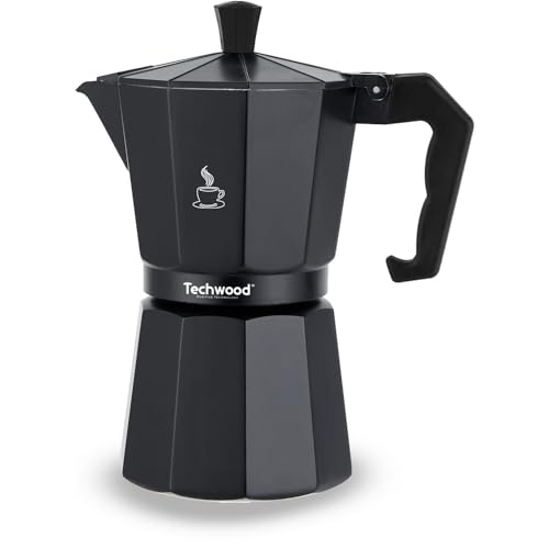 Techwood Traditionelle Mokka-Kaffeemaschine aus Aluminium – 6 Tassen – für alle Herdarten geeignet – pflegeleicht von Techwood