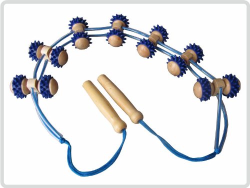 Rückenmassageroller Seilroller Massageroller Roller Massagerollband Rücken aus Holz mit Kunststoffnoppen *Top Qualität* von Teckmedi