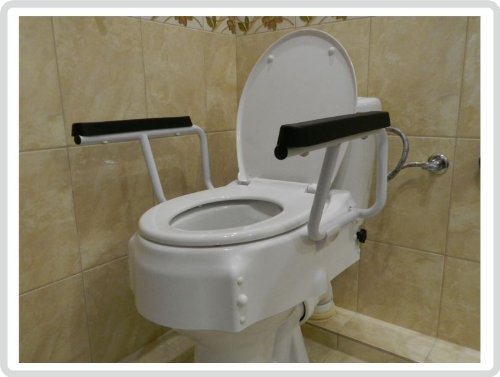 Toilettensitzerhöhung Toilettensitz Toilettenaufsatz mit flexiblen Armlehnen 3-fach höhenverstellbar *Top-Qualität* von Teckmedi