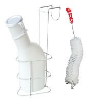 Urinflaschen-Set, Urinflasche (autoklavierbar) mit Halterung und Bürste, milchig TOP QUALITÄT von Teckmedi