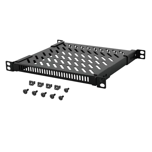 Tecmojo 0,5U Rack Regal für 25,4 cm Server-Rack und Schrank, verstellbare Tiefe von 20–26 cm, belüftete Metallablage, robuste Unterstützung bis zu 30 kg, verbesserte Belüftung, Schwarz Tecmojo 0,5U Rack Regal für 25,4 cm Server-Rack und Schrank, verstellbare Tiefe von 20–26 cm, belüftete Metallablage, robuste Unterstützung bis zu 30 kg, verbesserte Belüftung, Schwarz von Tecmojo