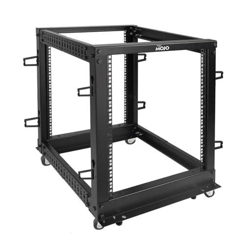 Tecmojo 12U Open Frame Server-Rack, 4-polig verstellbare Tiefe, rollendes Netzwerk-Rack für Computer/Daten/AV/IT/Server, mobiler Typ von Tecmojo