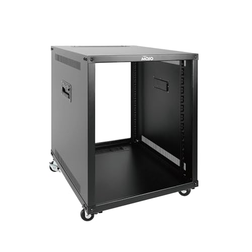Tecmojo 12U Tragbares rollendes Netzwerk-Rack, 4-Pfosten-mobiler offener Rahmen, Server-Rack mit Rollen, freistehender Serverschrank für Computer/Daten/AV/IT-Ausrüstung/Netzwerkausrüstung von Tecmojo