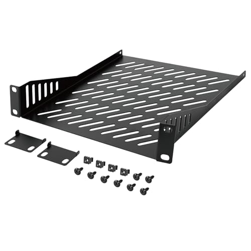 Tecmojo 1U Rack Mount Shelf for 25.4 cm Server Rack, 20.0 cm Deep Vented Cantilever Tray, Metal Shelf for Network Cabinet, Server Enclosure, Enhanced Airflow, Black Tecmojo 1U Rack Mount Shelf for 25.4 cm Server Rack, 20.0 cm Deep Vented Cantilever Tray, Metal Shelf for Network Cabinet, Server Enclosure, Enhanced Airflow, Black von Tecmojo