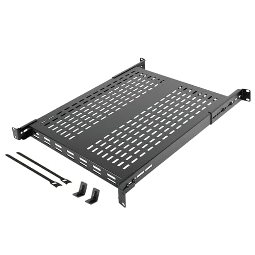 Tecmojo 1U verstellbares belüftetes Server-Rack-Regal – 49,5 Zoll (495 mm) – 950 mm Tiefe, unterstützt bis zu 109,8 kg – Universalablage für 48,3 cm AV-/Netzwerkgeräte von Tecmojo