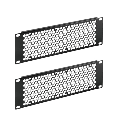 Tecmojo 2 Stück belüftete 2U Blanko-Rack-Montage-Panel, Stahl-Patchfel-Füller für 25,4 cm (10 Zoll) Server-Rack, Netzwerkschrank, Rechenzentrum, Heimlabors, Schwarz von Tecmojo