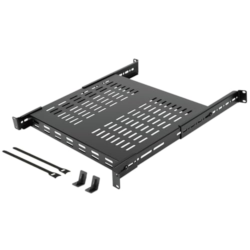 Tecmojo - 4 Pfosten belüftete Server-Rack-Halterung, 35,1 cm Tiefe mit verstellbarer Tiefe von 35,1 cm - 59,9 cm, hält bis zu 118,9 kg, Tablett von Tecmojo