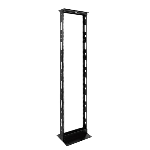 Tecmojo 45U 2-Post Open Frame Server Rack - 19 Zoll Netzwerk, Server, AV, Daten- und IT-Ausrüstung, Telekommunikations- und Patchpanel-Halterung, 799,7 kg Kapazität, schwarz, quadratische Löcher von Tecmojo