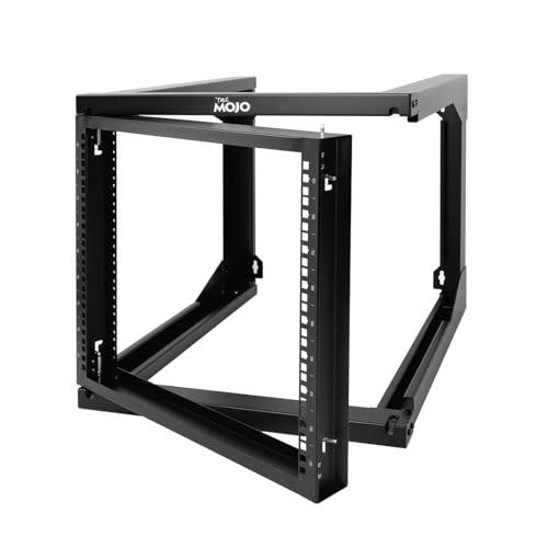 Tecmojo 9U Rack Wandhalterung, 9U Wandhalterung Rack mit Schwingtor, 9U Server-Rack für 48,3 cm (19 Zoll) Computer/AV/Daten/IT/Medien-Ausrüstung, offener Rahmen, Server-Rack mit 61 cm Tiefe, von Tecmojo