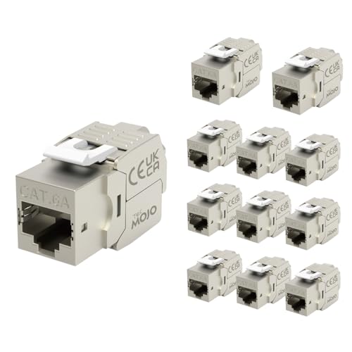 Tecmojo CAT6A geschirmte Keystone-Buchse, 10 Gigabit, 12 Stück von Tecmojo