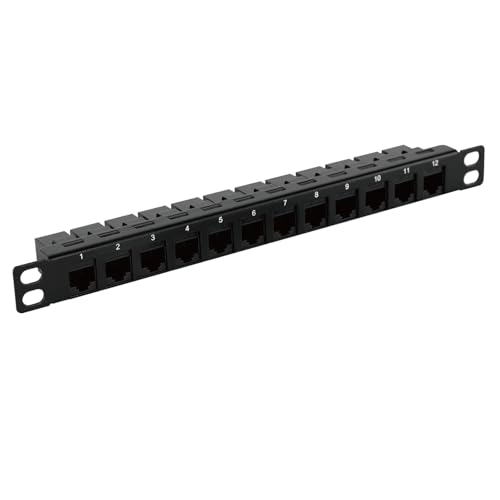 Tecmojo Cat6-Patchpanel mit 12 Anschlüssen, 0,5U Rackmontage, modulares Panel mit Keystone-Koppler, für 10-Zoll-Server-Rack und Netzwerkschrank, Gigabit-Ethernet, Schwarz Tecmojo Cat6-Patchpanel mit 12 Anschlüssen, 0,5U Rackmontage, modulares Panel mit Keystone-Koppler, für 10-Zoll-Server-Rack und Netzwerkschrank, Gigabit-Ethernet, Schwarz von Tecmojo