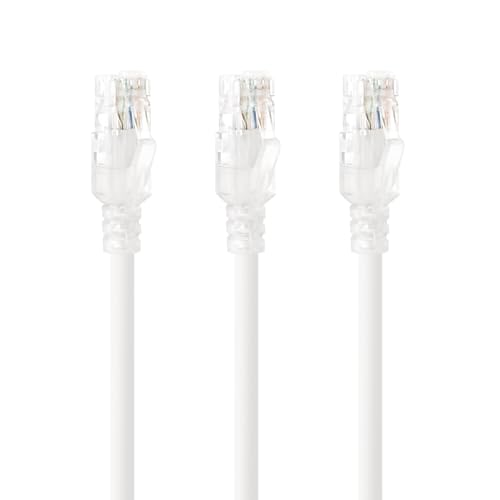 Tecmojo Ethernet-Patchkabel, CAT6, UTP, LAN-Netzwerkkabel, Gigabit reines Kupfer, 24 AWG, LSZH Patchkabel, Weiß, 3 Stück von Tecmojo