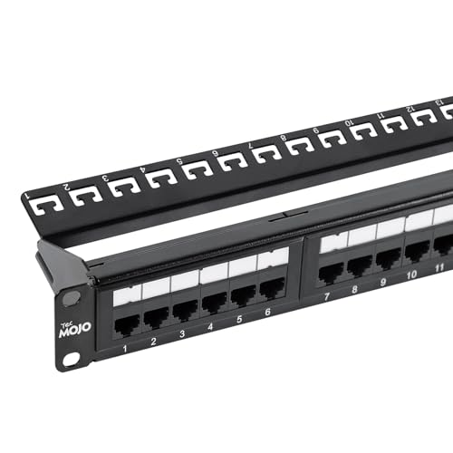 Tecmojo Patchpanel mit 24 Anschlüssen, 1U-Patchpanel, Cat6-Patchpanel, Netzwerk-Patchpanel für Netzwerk-Switch, Patchpanel für 48,3 cm Server-Racks und Netzwerkschränke, 10G-Unterstützung, von Tecmojo