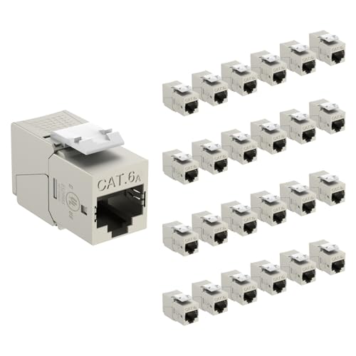 Tecmojo RJ45 Cat6A geschirmte Keystone-Buchse, 180 Grad werkzeuglose modulare Buchse, 10 Gbit/s / 500 MHz, 25 Stück von Tecmojo