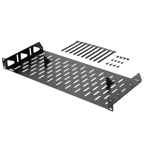 Tecmojo Server-Rack-Regal, 1U-Rack-Regal, 20,3 cm Tiefe, Netzwerk-Rack-Regal mit Anti-Rutsch-Stops, 25 kg Tragkraft des belüfteten Rack-Regals für Daten-/AV-/IT-/Audio-Racks, keine Lippe von Tecmojo