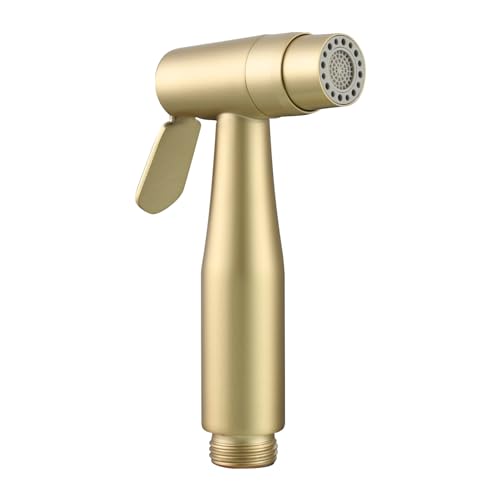 Tecmolog 2 Funktionen Handbrause WC Edelstahl Shattaf Bidet Sprayer für Badezimmer Hygiene, Gebürstetes Gold, WS024AJ2 von Tecmolog