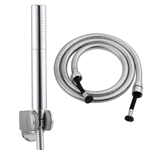 Tecmolog 2 Strahlarten Handbrause Set Messing Stabhandbrause Wassersparend mit Schlauch 1.5m und Halterung, Chrom, BS159F von Tecmolog