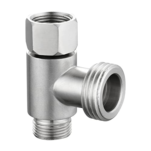 Tecmolog 3-Wege 3/8 Zoll und 1/2 Zoll 3-Wege-Adapter T-Verbinder Edelstahl 3/8 Zoll Wasserleitung T Fitting gebürstetes Nickel, 1 Stück, SBA020B von Tecmolog