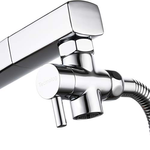 Tecmolog 3 Wege Wasserhahn Adapter Schlauch M22 Messing Ventil Umstellventil für Wasserhahn Chrom, SBA021E von Tecmolog