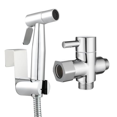 Tecmolog Bidet Hygienedusche Set Edelstahl Bidet Handbrause Shattaf Komplett mit Schlauch und 3 Wege Ventil 3/8 für Toilette, Chrom, WS024DF8 Tecmolog Bidet Hygienedusche Set Edelstahl Bidet Handbrause Shattaf Komplett mit Schlauch und 3 Wege Ventil 3/8 für Toilette, Chrom, WS024DF8 von Tecmolog