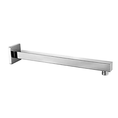 Tecmolog Brausearm 35cm Duscharm Edelstahl 1/2 zoll Duschkopfarm Quadrat für Kopfbrause Regenbrause Chrom, HPF002 von Tecmolog