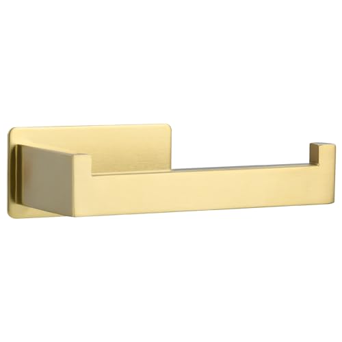 Tecmolog Edelstahl Klopapierhalter Wand Ohne Bohren Küchenrollenhalter Gold Gebürstetes Selbstklebend Badezimmer-Zubehör, SBH222AJ-2 von Tecmolog