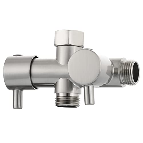 Tecmolog G1/2" Duscharm Umsteller Verteiler Adapter Messing 3-Wege-Umschaltventil fuer Dusche, Gebürstetes Nickel, DSF014NA von Tecmolog