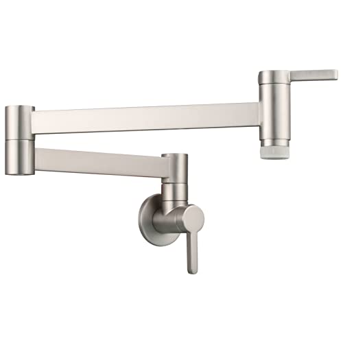 Tecmolog Gebürstetes Nickel Küchenarmatur Messing Klappbar 360° Drehbar Wand Wasserhahn Zweigriffmischer für Küche, CT172ANA von Tecmolog