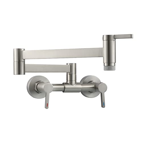 Tecmolog Gebürstetes Nickel Spültischarmatur Küche Klappbar Messing Wasserhahn Küche mit 2 Funktionen für Wandmontage, BNA1241A von Tecmolog