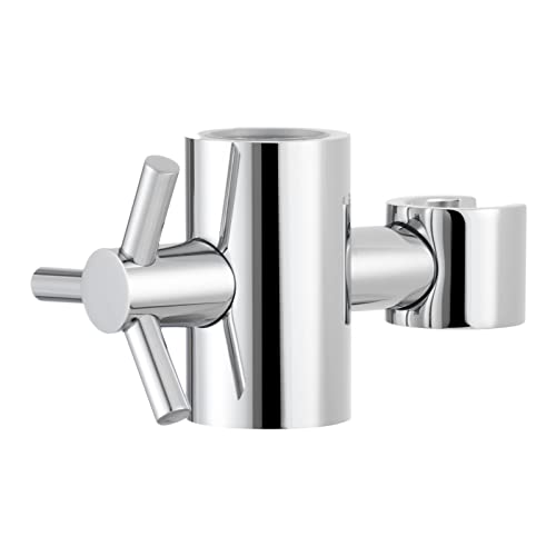Tecmolog Handbrause Halterung 25mm Messing Brausehalter Verstellbar für Duschstange Chrom, ST38A von Tecmolog