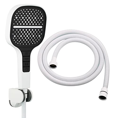 Tecmolog Hochdruck Duschkopf Handbrause Groß Weiß 7 Strahlarten Duschbrause mit Schlauch 1.5m und Halterung, BS170WF von Tecmolog