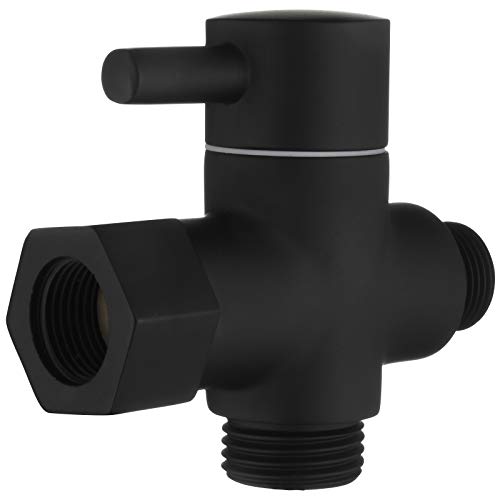 Tecmolog Messing T Stück 3/8 Zoll 3 Wege Umschaltventil Schwarz Ventil für Bidet Sprayer, DSF007DB von Tecmolog