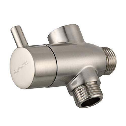 Tecmolog Umstellventil Dusche 3 Wege 1/2" Messing Absperrventil Dusche T Adapter für Handbrause Gebürstetes Nickel, DSF013NA von Tecmolog